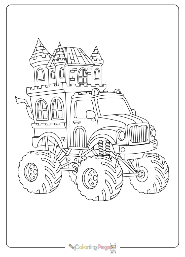 Coloring Sheet Monster Truck combines whimsical fairytale
